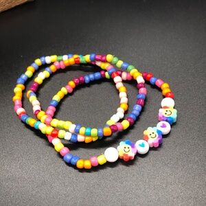 Set of 3 Happy Sunshine Multi Color Stretch Stackable Bracelets